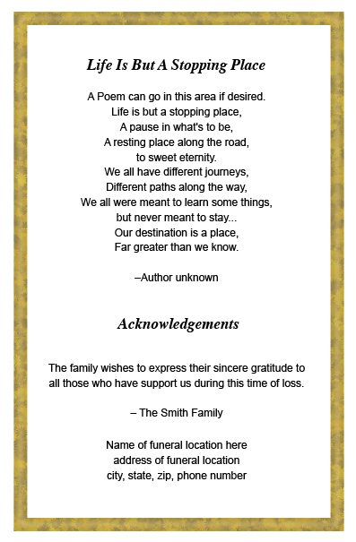 Goldenrod 4-Sided Graduated Funeral Program Template.
