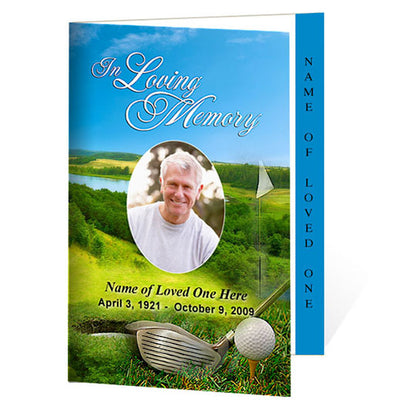 Golfer 4-Sided Graduated Funeral Program Template.