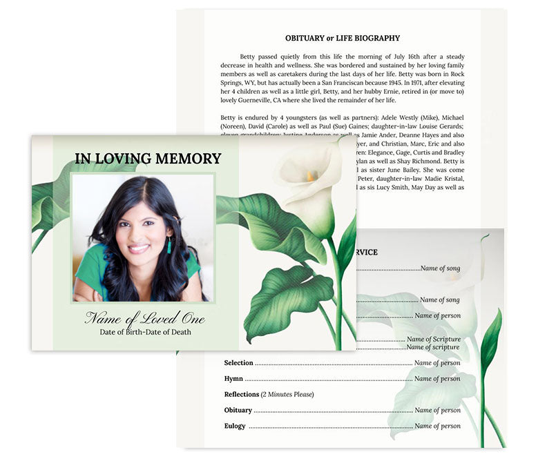 Valley Lily Top Fold Google Docs Funeral Program Template.