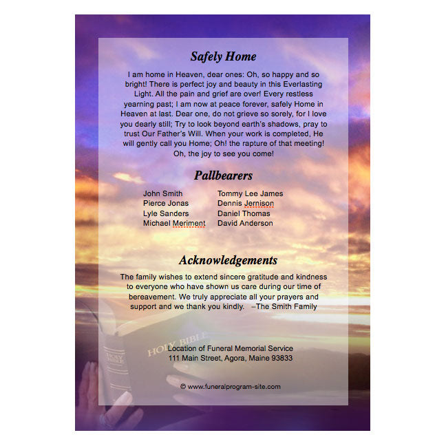 Worship Funeral Booklet Template.