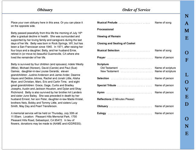 Seashore 4-Sided Graduated Funeral Program Template.