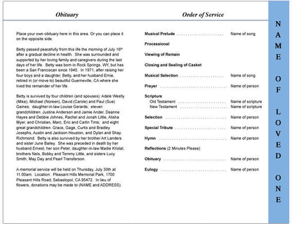 Seashore 4-Sided Graduated Funeral Program Template.