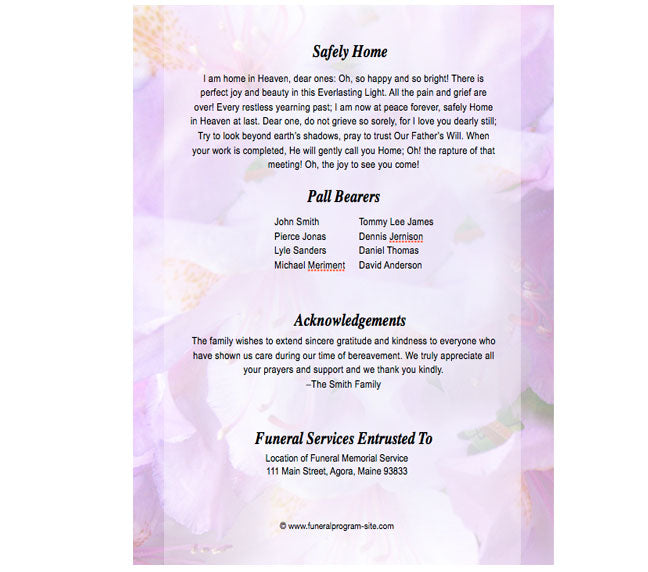 Lavender 4-Sided Graduated Funeral Program Template.
