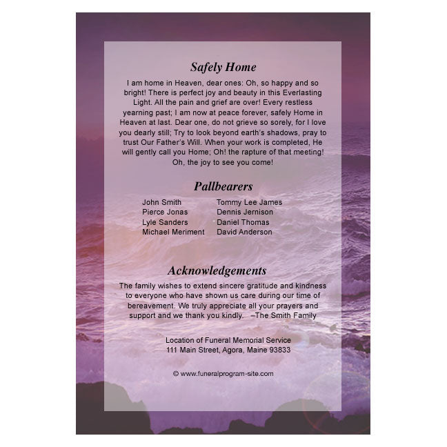 Twilight 4-Sided Graduated Funeral Program Template.