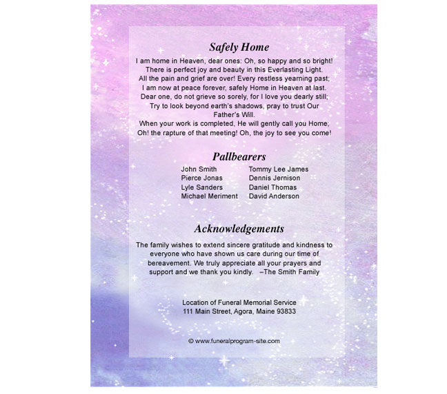 Sparkle 4-Sided Graduated Funeral Program Template.