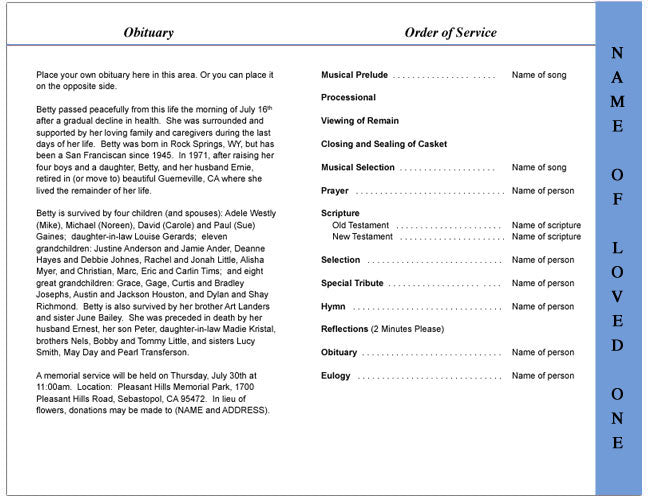 Promise 4-Sided Graduated Funeral Program Template.