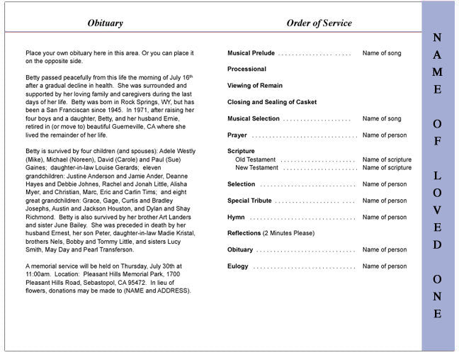Seasons 4-Sided Graduated Funeral Program Template.