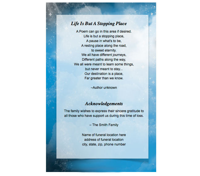 Heaven 4-Sided Graduated Funeral Program Template.