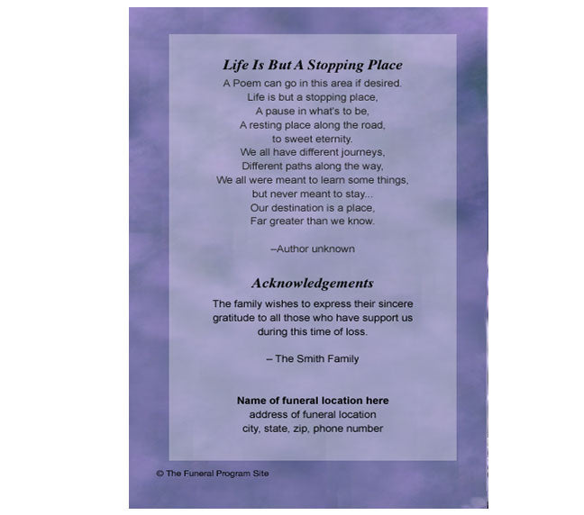 Lilac 4-Sided Graduated Funeral Program Template.