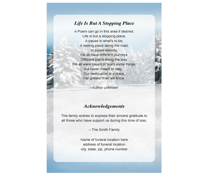 Powder 4-Sided Graduated Funeral Program Template.