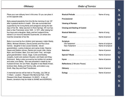 Old World 4-Sided Graduated Funeral Program Template.