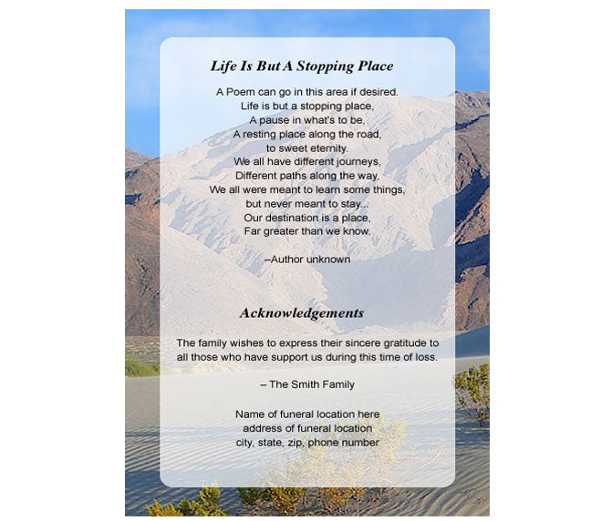Sandy 4-Sided Graduated Funeral Program Template.