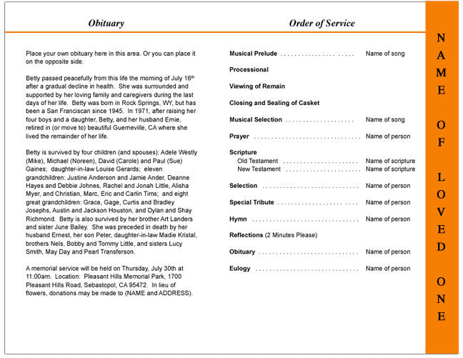 Splendor Template Splendor 4-Side Graduated Funeral Program Template – Funeral Program ...