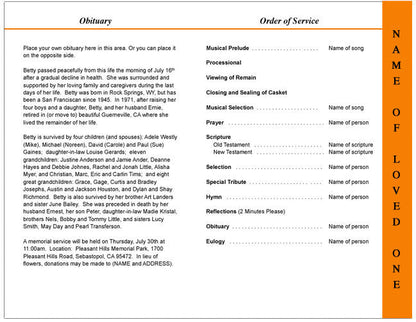 Splendor 4-Sided Graduated Funeral Program Template.