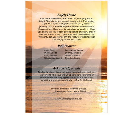 Sunrise 4-Sided Graduated Funeral Program Template.