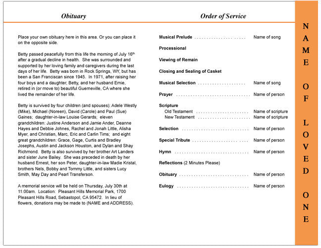 Sunrise 4-Sided Graduated Funeral Program Template.