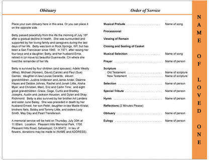 Sunrise 4-Sided Graduated Funeral Program Template.
