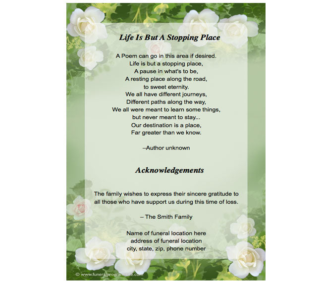 Garden 4-Sided Graduated Funeral Program Template.