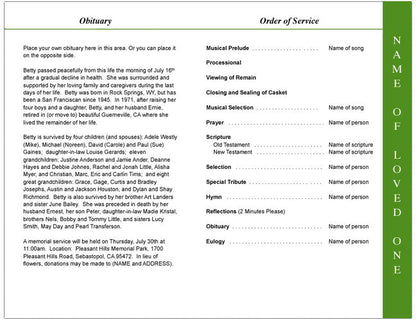 Garden 4-Sided Graduated Funeral Program Template.