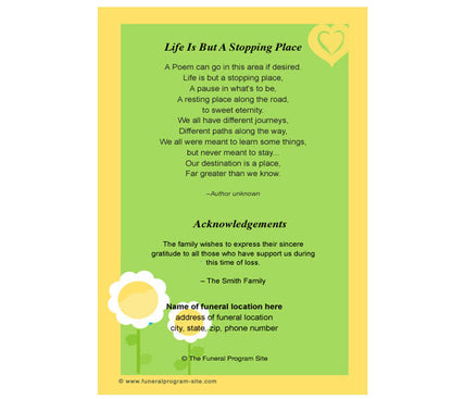 Playful 4-Sided Graduated Funeral Program Template.