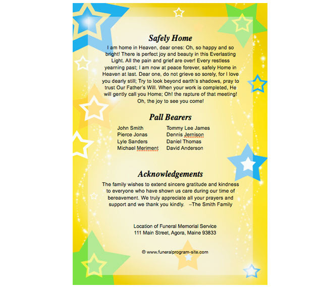 Starry 4-Sided Graduated Funeral Program Template.