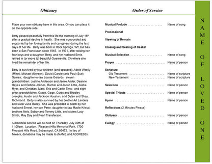 Harvest 4-Sided Graduated Funeral Program Template.