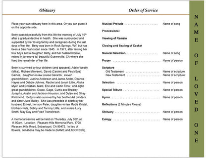 Serene 4-Sided Graduated Funeral Program Template.