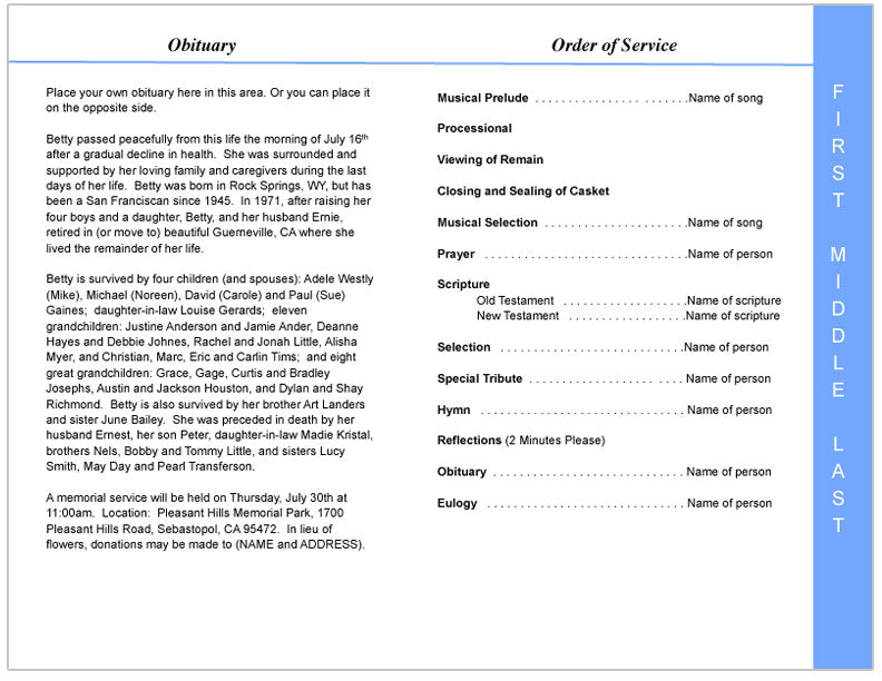 Assurance 4-Sided Graduated Funeral Program Template.