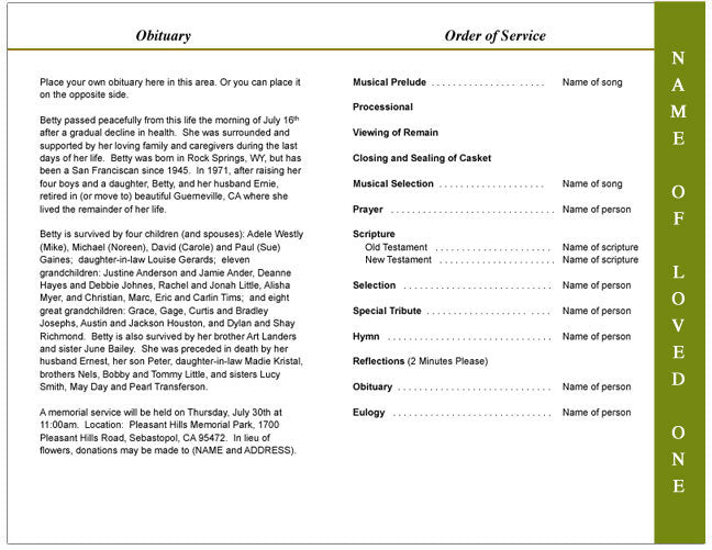 Paradise 4-Sided Graduated Funeral Program Template.