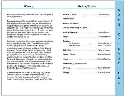 Blessed 4-Sided Graduated Funeral Program Template.