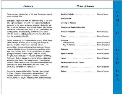 Golfer 4-Sided Graduated Funeral Program Template.