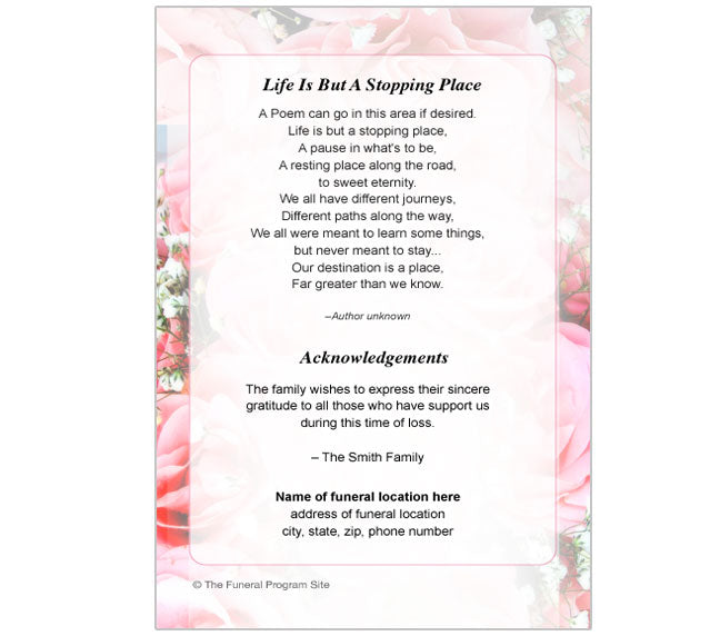 Precious 4-Sided Graduated Funeral Program Template.