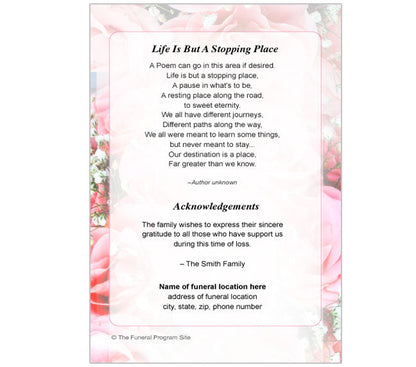 Precious 4-Sided Graduated Funeral Program Template.