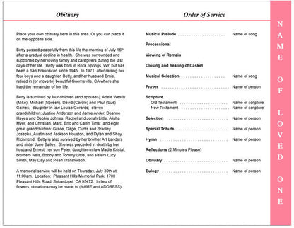 Precious 4-Sided Graduated Funeral Program Template.