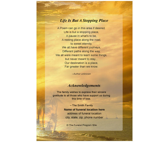 Island 4-Sided Graduated Funeral Program Template.