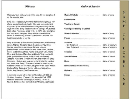 Harmony 4-Sided Graduated Funeral Program Template.