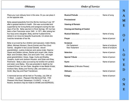 Starlight 4-Sided Graduated Funeral Program Template.