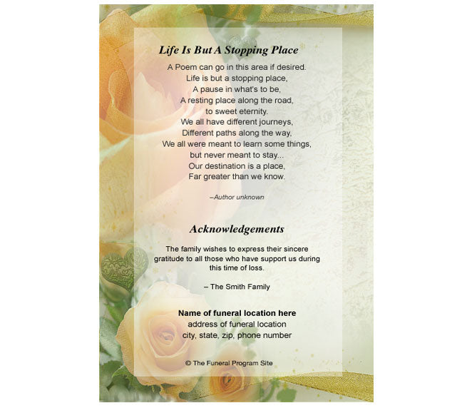 Rejoice 4-Sided Graduated Funeral Program Template.