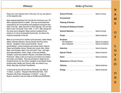 Rejoice 4-Sided Graduated Funeral Program Template.