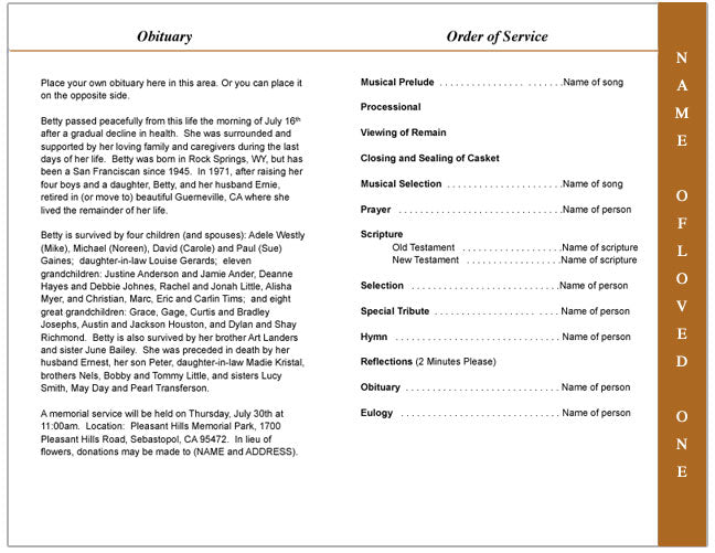 Footprints 4-Sided Graduated Funeral Program Template.
