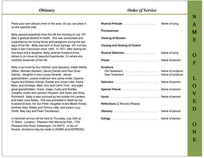 Sports 4-Sided Graduated Funeral Program Template.