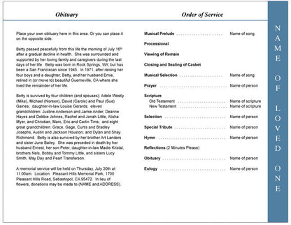 Gardener 4-Sided Graduated Funeral Program Template.