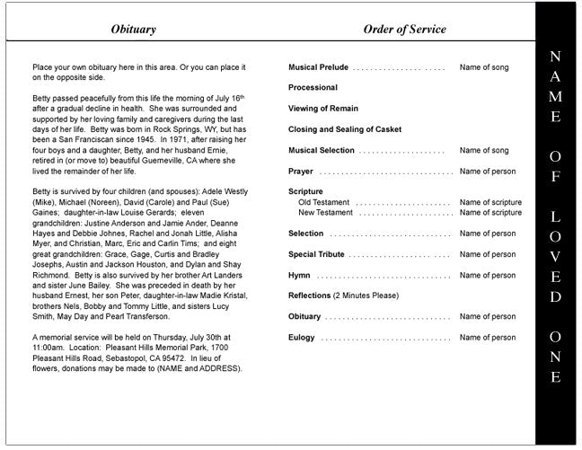 Loving 4-Sided Graduated Funeral Program Template.