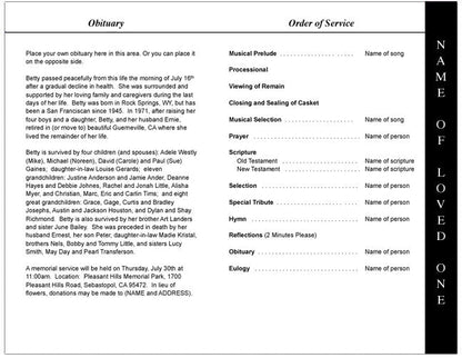 Loving 4-Sided Graduated Funeral Program Template.