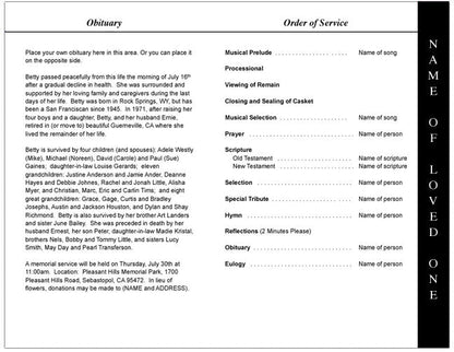 Dwell Pond 4-Sided Graduated Funeral Program Template.