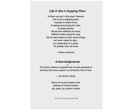Life 4-Sided Graduated Funeral Program Template.