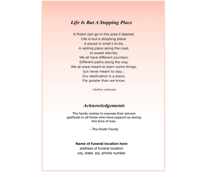 Memory 4-Sided Graduated Funeral Program Template.