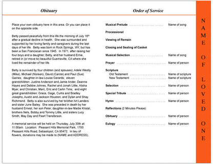 Memory 4-Sided Graduated Funeral Program Template.