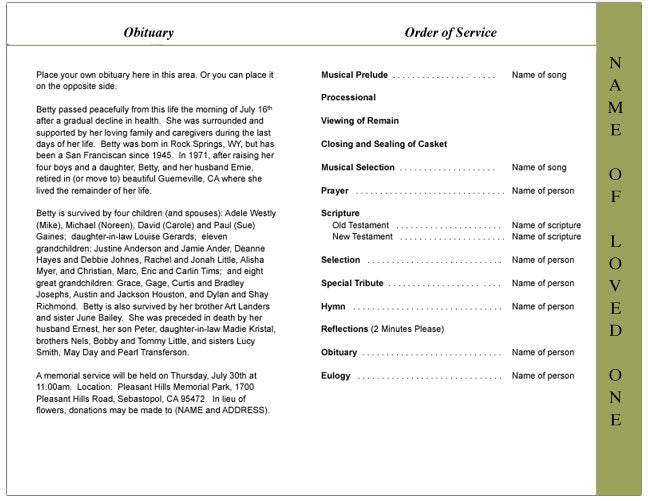 Daisy 4-Sided Graduated Funeral Program Template.