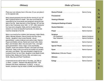 Daisy 4-Sided Graduated Funeral Program Template.